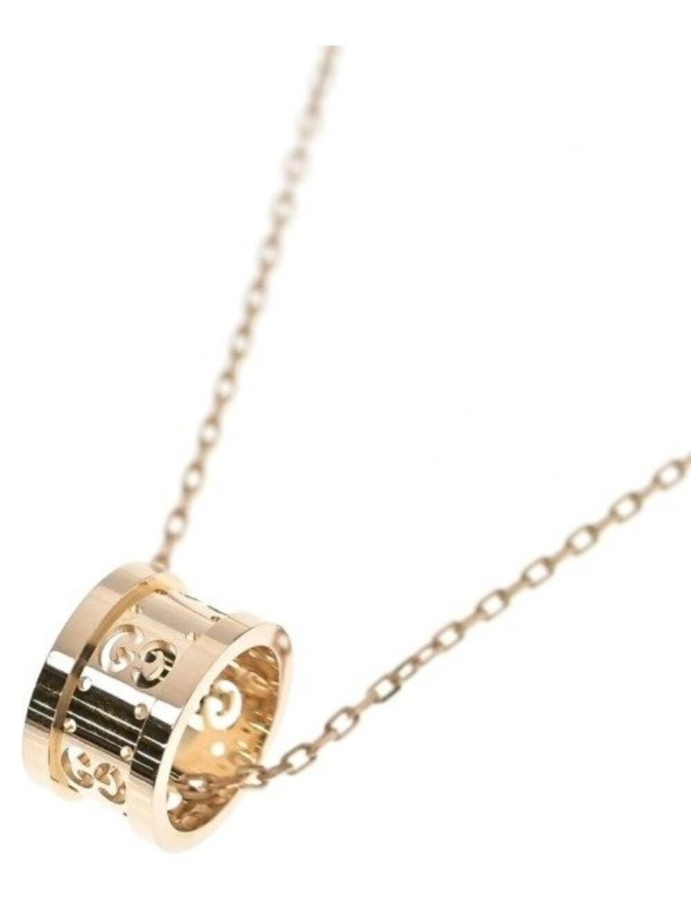 Gucci Icon Toile Pendant 18K Pink Gold New Necklace